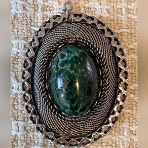 Vintage Green Malachite Gemstone Pendant